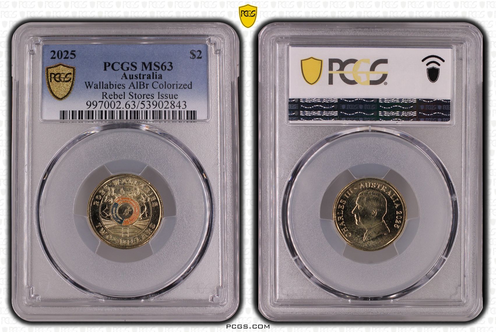 382 · Wallabies AlBr Colourised Rebel Stores Issue, Two Dollar, 2025,  MS63