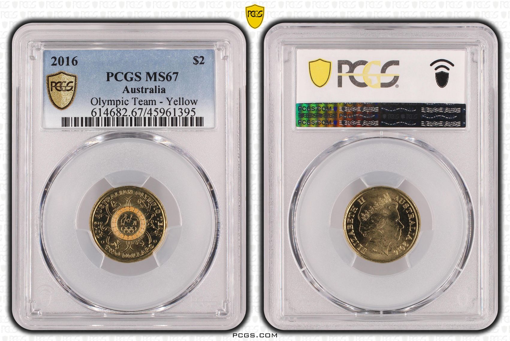 Olympic Team - Yellow Colorized, Two Dollar, 2016, PCGS MS67