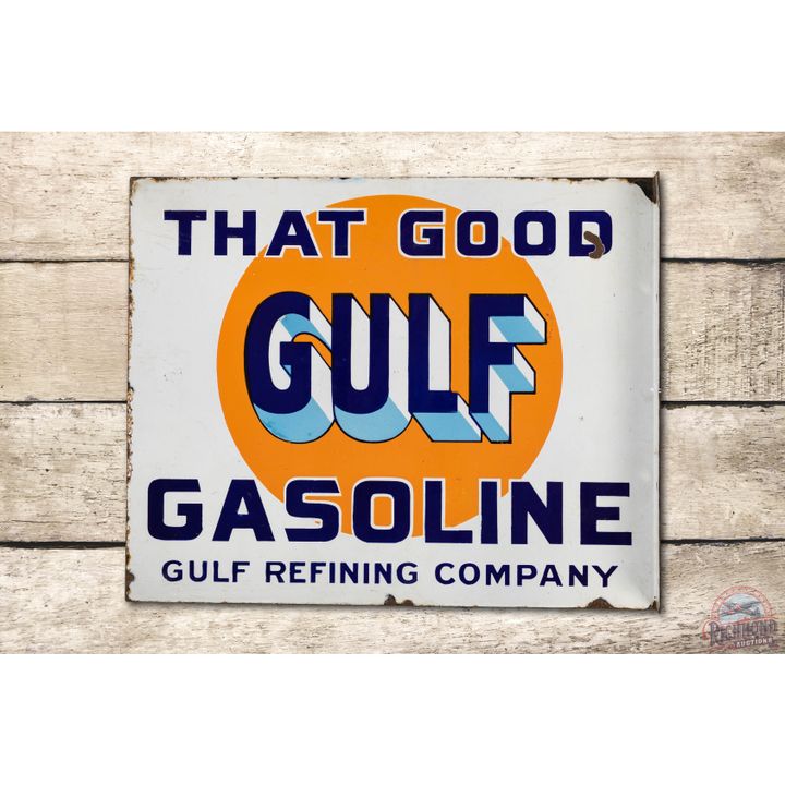 That Good Gulf Gasoline Porcelain Flange Sign