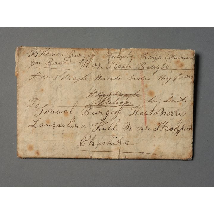 MANUSCRIPT LETTERS RELATING TO H.M.S. BEAGLE. - A series of six letters from Thomas Burgess, Royal Marine, to his father Israel Burgess