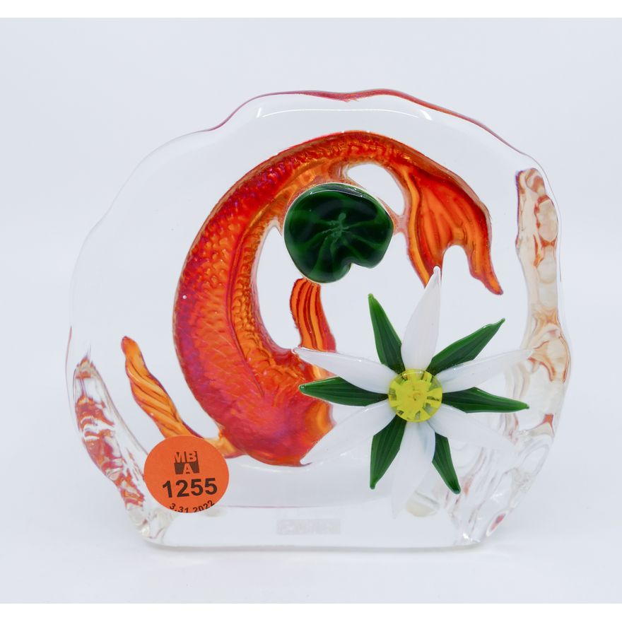 Steven Lundberg Art Glass Koi Fish Paperweight- 4''
