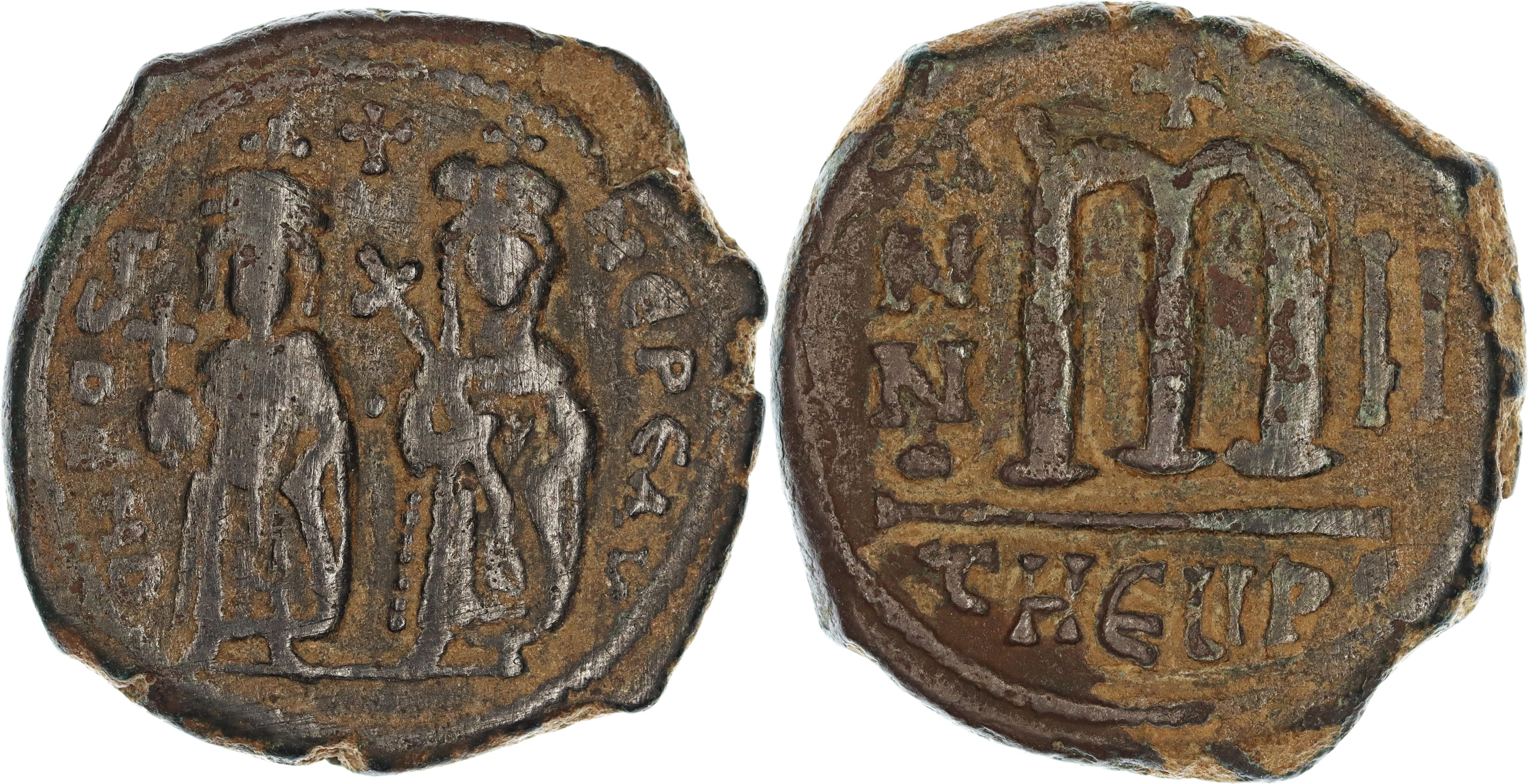 Byzantine Empire, Phocas, Æ Follis, 603-604 AD, nVF