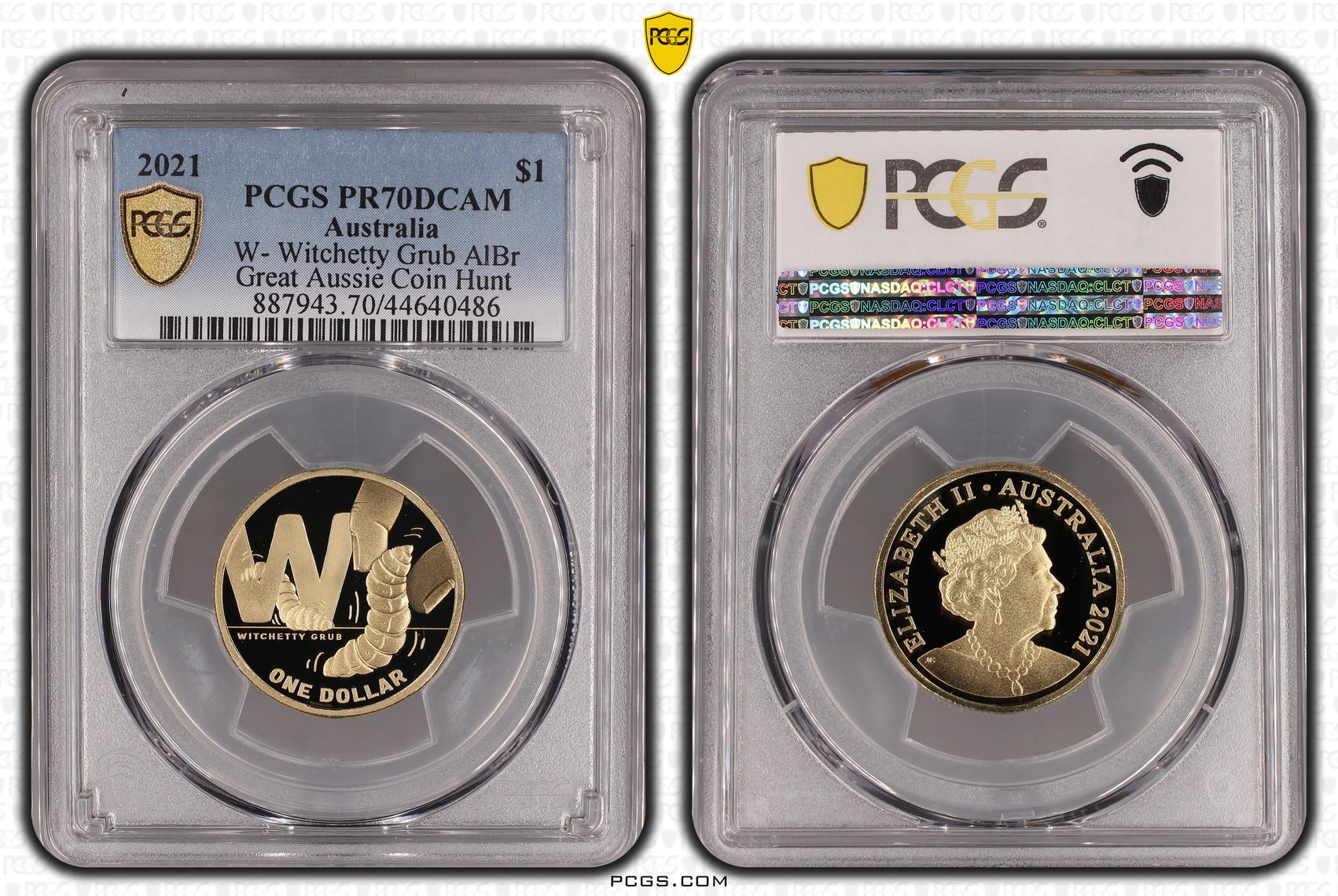 Elizabeth II, W- Witchetty Grub, One Dollar, 2021, PCGS PR 70DCAM