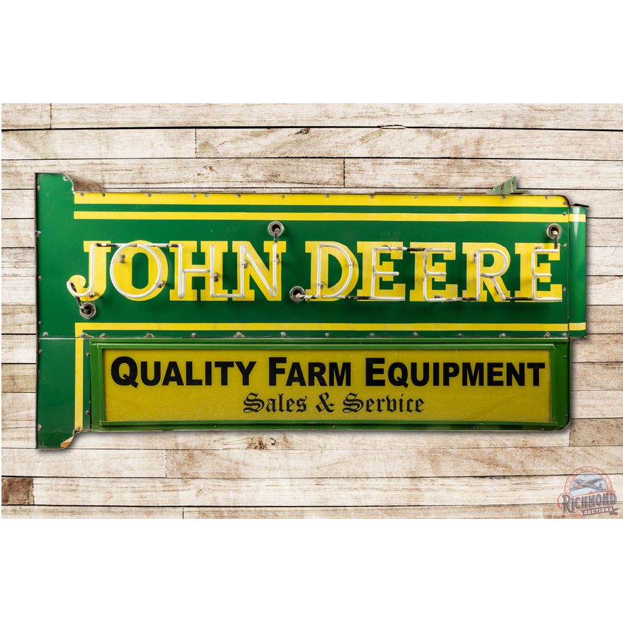 6' John Deere Double Sided Porcelain Neon Sign & Privilege Panel