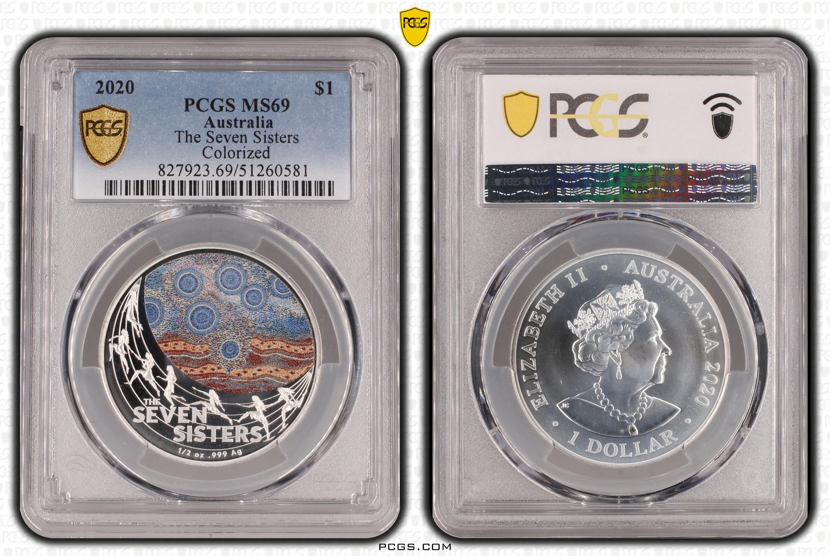 The Seven Sisters Colorized, One Dollar, 2020, PCGS MS69