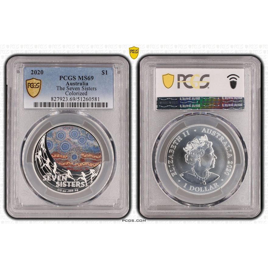 The Seven Sisters Colorized, One Dollar, 2020, PCGS MS69