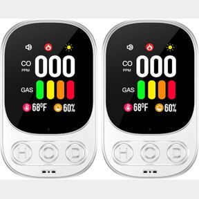2-PACK 2-PACK 4IN1 PLUG IN CARBON MONOXIDE DETECTOR & NATURAL GAS COMBINATION DETECTORS CO GAS TEMP HUMIDITY WITH 2.1' HD SCREEN &