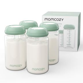 MOMCOZY NATURAL BABY BOTTLE, 10OZ WIDE-NECK BREAST MILK CONTAINER, BREASTMILK STORAGE BOTTLE FOR FRIDGE & MOMCOZY BREAST MILK COOL