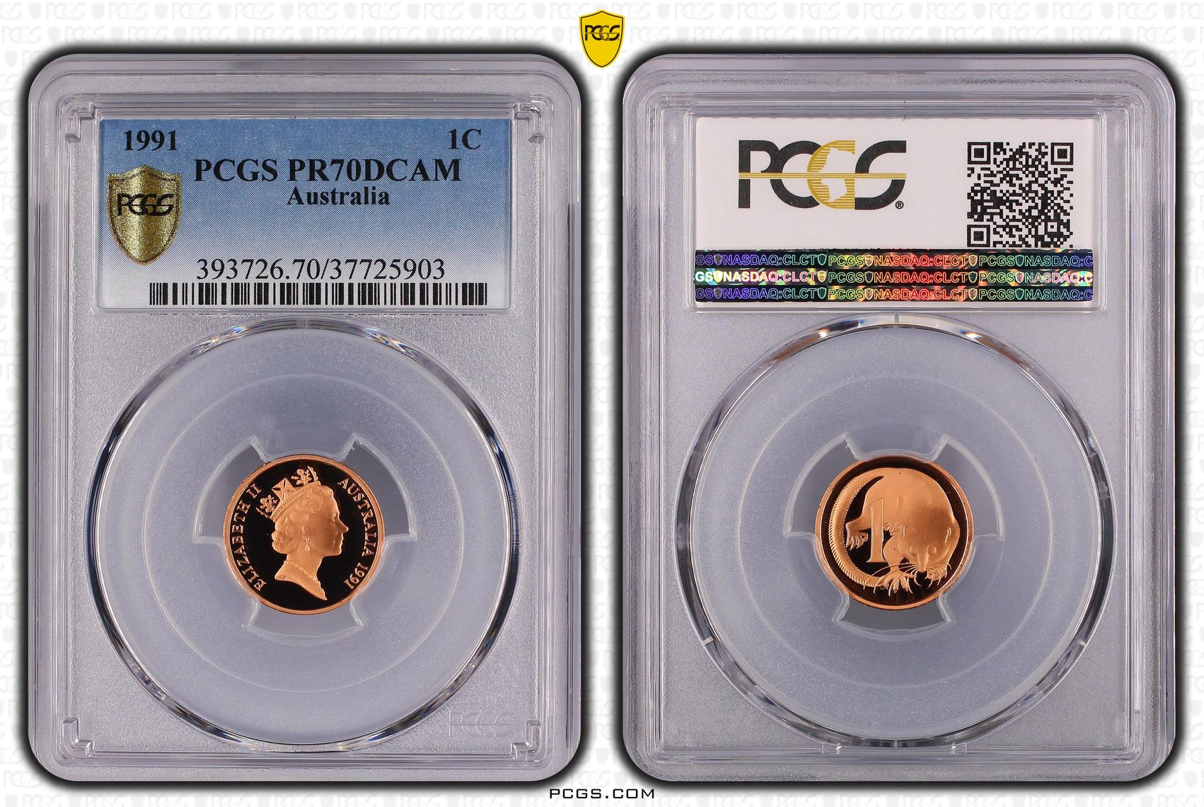 59 · Elizabeth II, One Cent, 1991, PCGS PR70DCAM