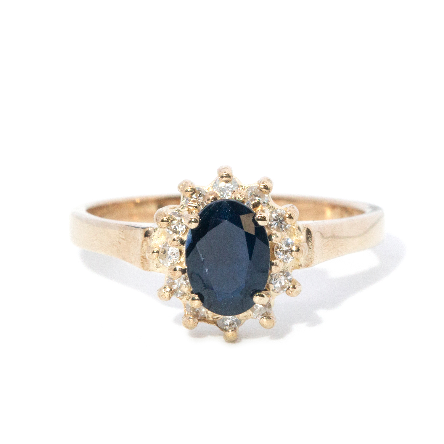 Sapphire & Diamond Cluster 9ct Gold Ring