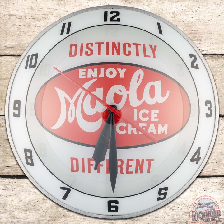 Enjoy Maola Ice Cream "Distinctly Different" 15" Double Bubble Advertising Clock