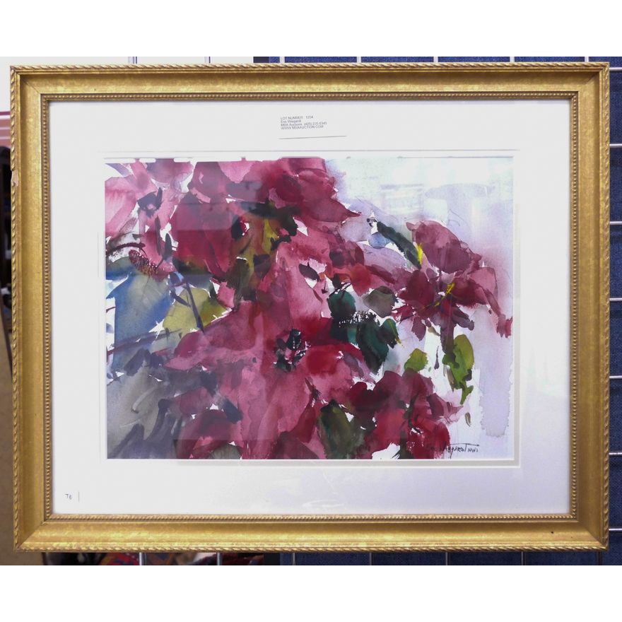 Eric Wiegardt 'Pointsettia' Watercolor- 18x22'' framed