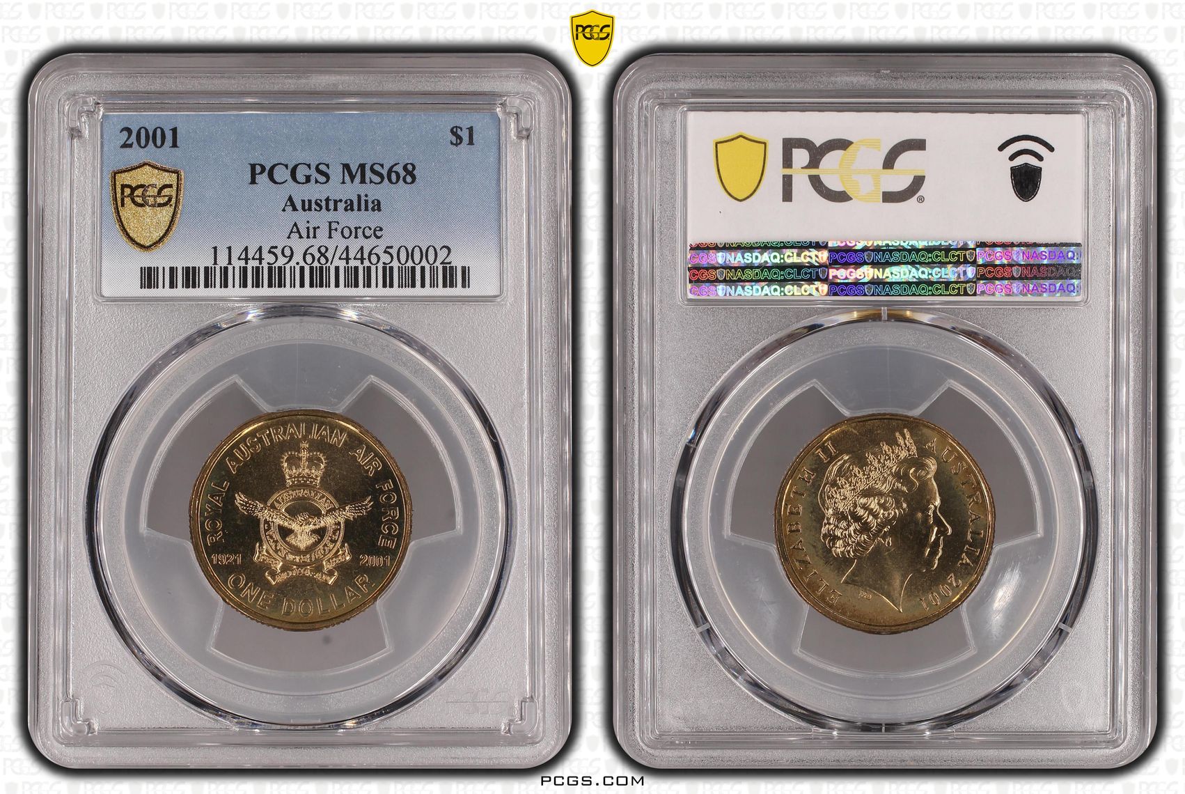 177 · 2001 Australia One Dollar, $1 Air Force PCGS - MS68 POP 10/0 -002