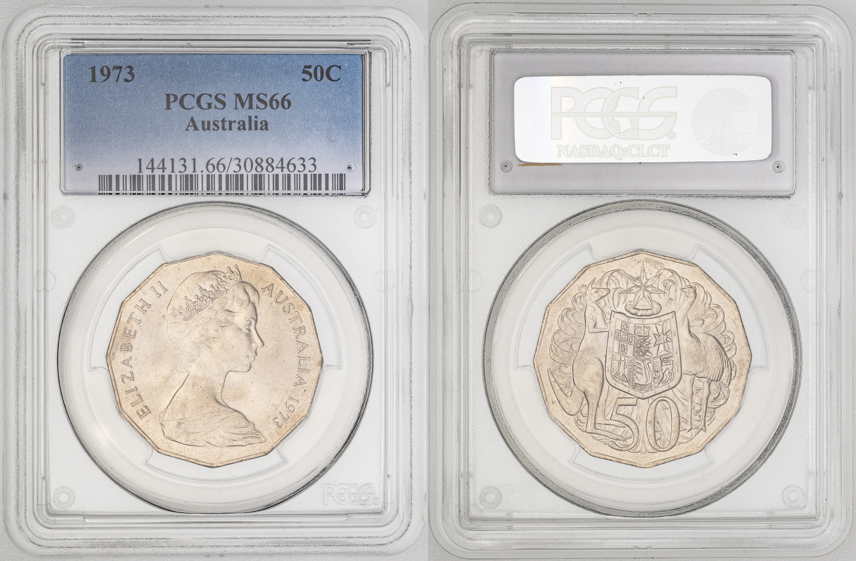 306 · Elizabeth II, Fifty Cent, 1973, PCGS MS66