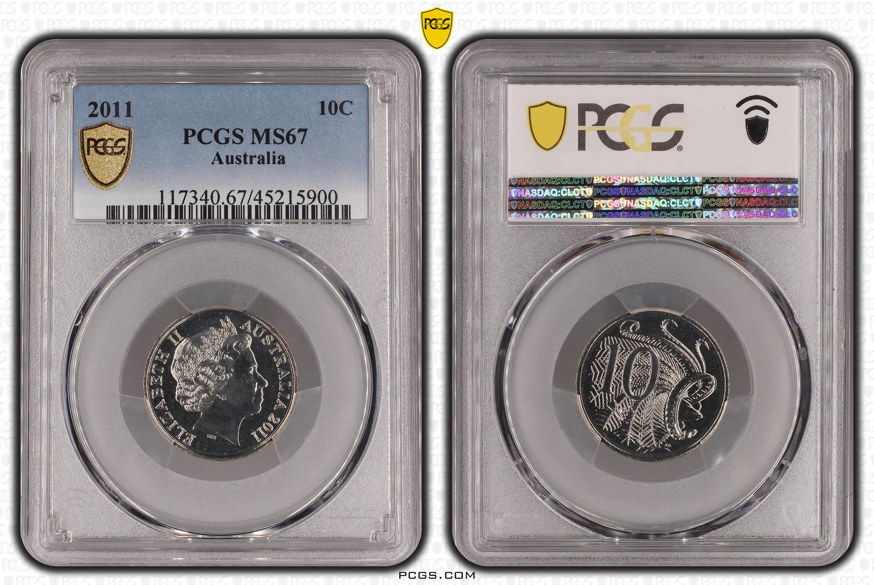 2011 Australia Ten Cent, 10c PCGS - MS67 -900