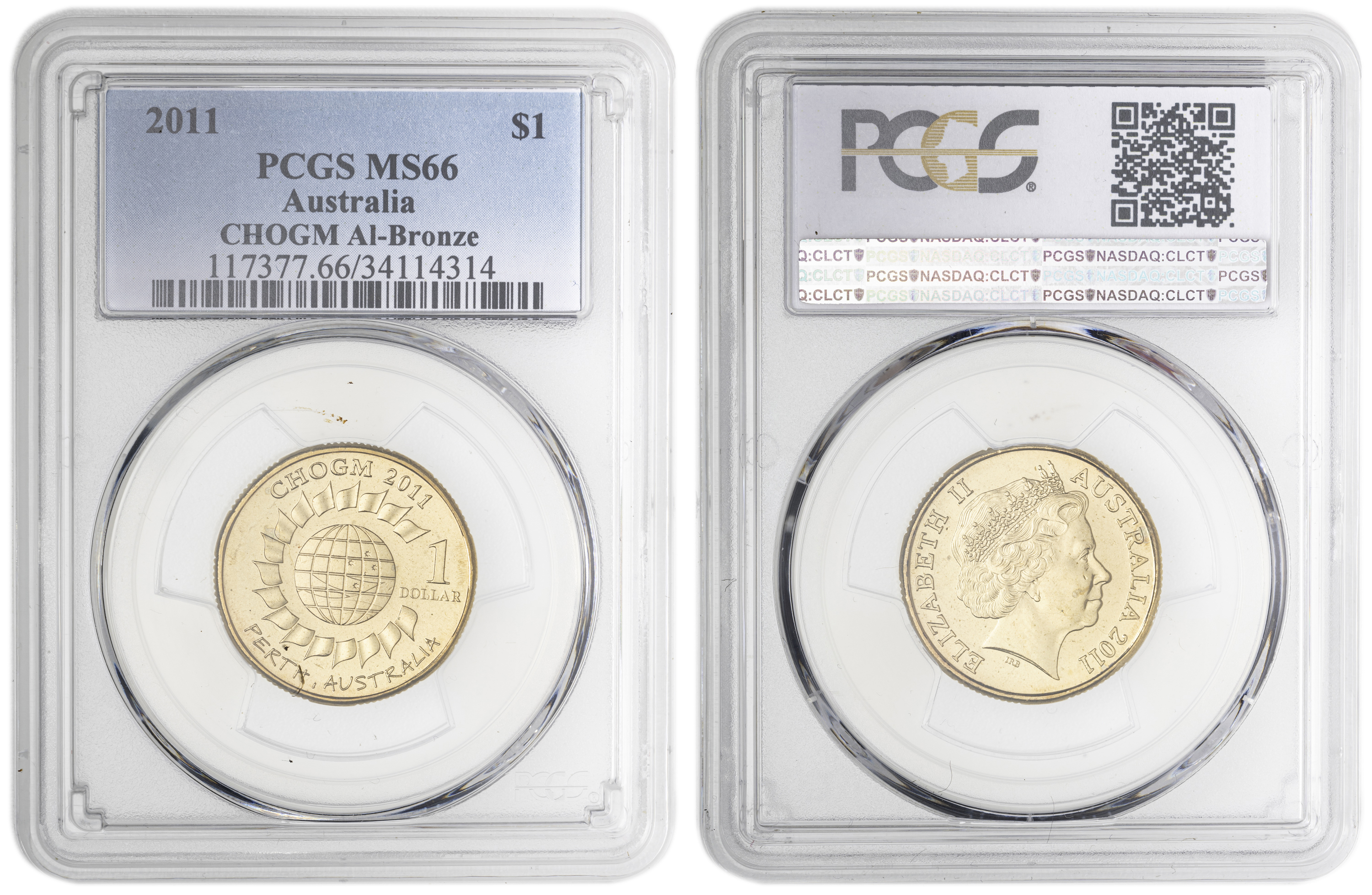 CHOGM Al-Bronze , One Dollar, 2011, PCGS MS66