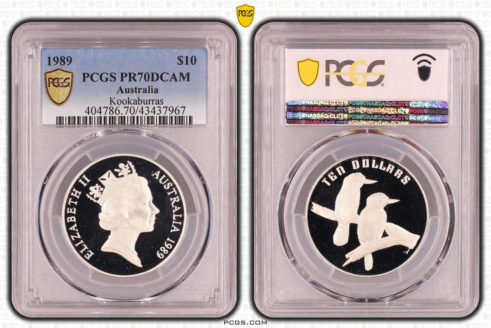 Elizabeth II, Silver, Kookaburras, Ten Dollar, PR70DCAM , 1989 PCGS POP - 4/0