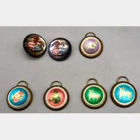 Five Rosette Fobs, One Rosette Pin And A Matching Rosette