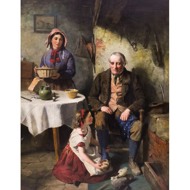 John Wells Smith ''Grandfather's Slippers'' Oil