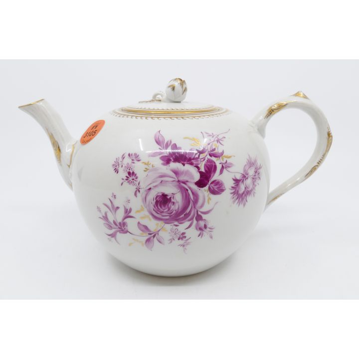 Meissen Pink Flower Porcelain Teapot