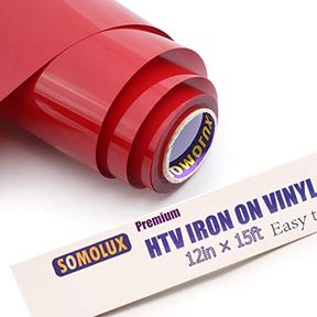 SOMOLUX HTV MATTE RED IRON ON VINYL COMPATIBLE WITH SILHOUETTE EASY TO CUT & WEED IRON ON HEAT TRANSFER VINYL DIY HEAT PRESS DESIG