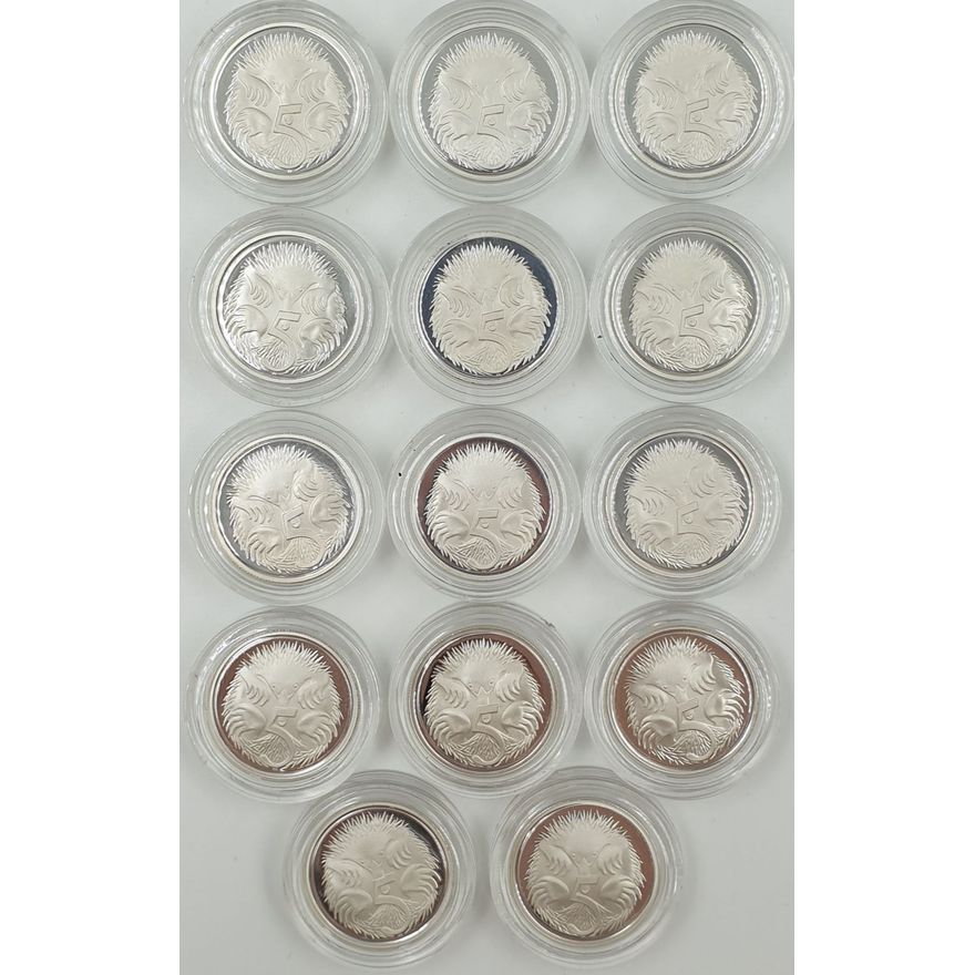 Silver Aus. 5c Coins (x14)