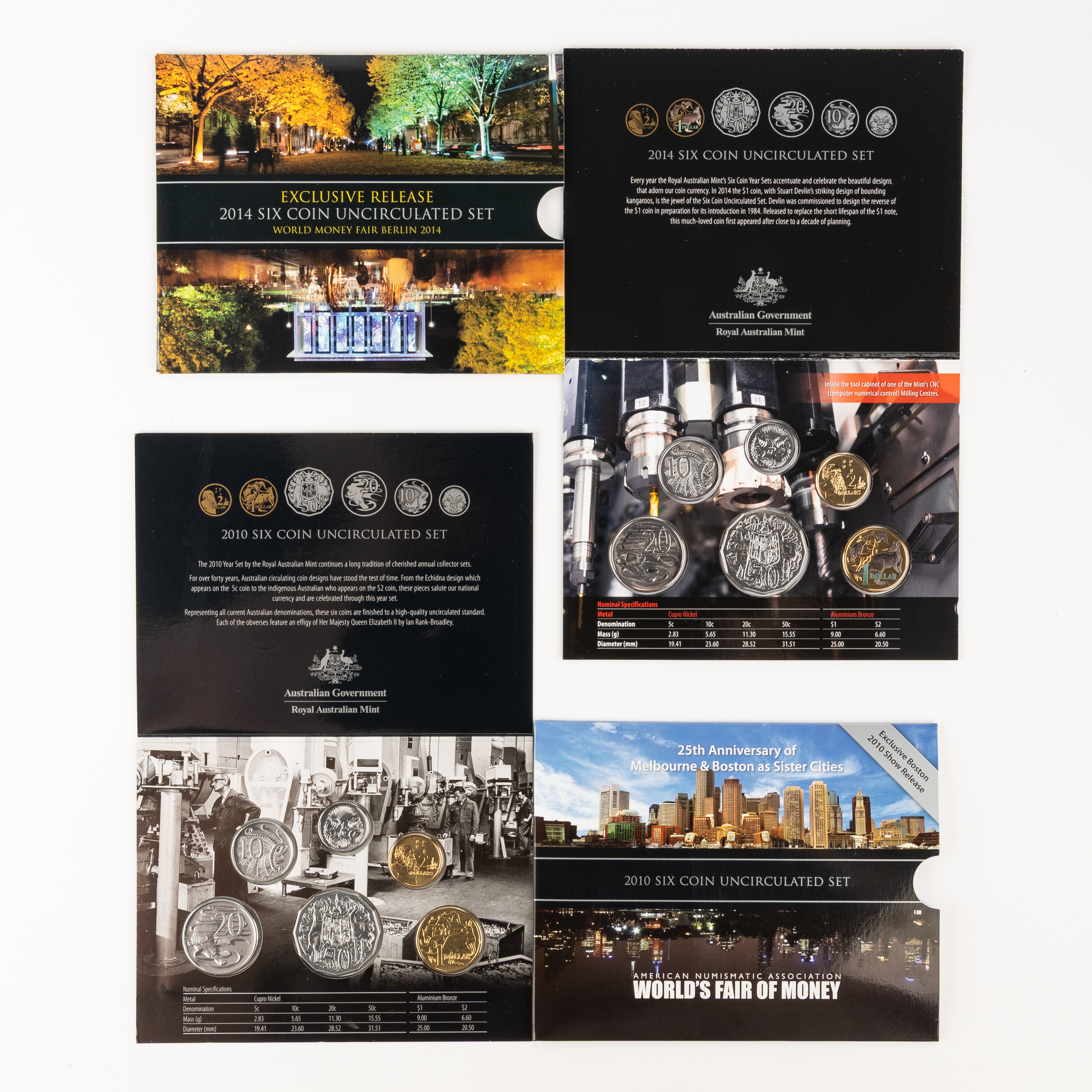 19 · Elizabeth II, Exclusive Release, Five Cents - Two Dollars, 2010 - 2014,  UNC
