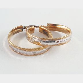 9CT YELLOW GOLD PLATED & 925 SILVER HOOP EARRINGS - 51929/10035