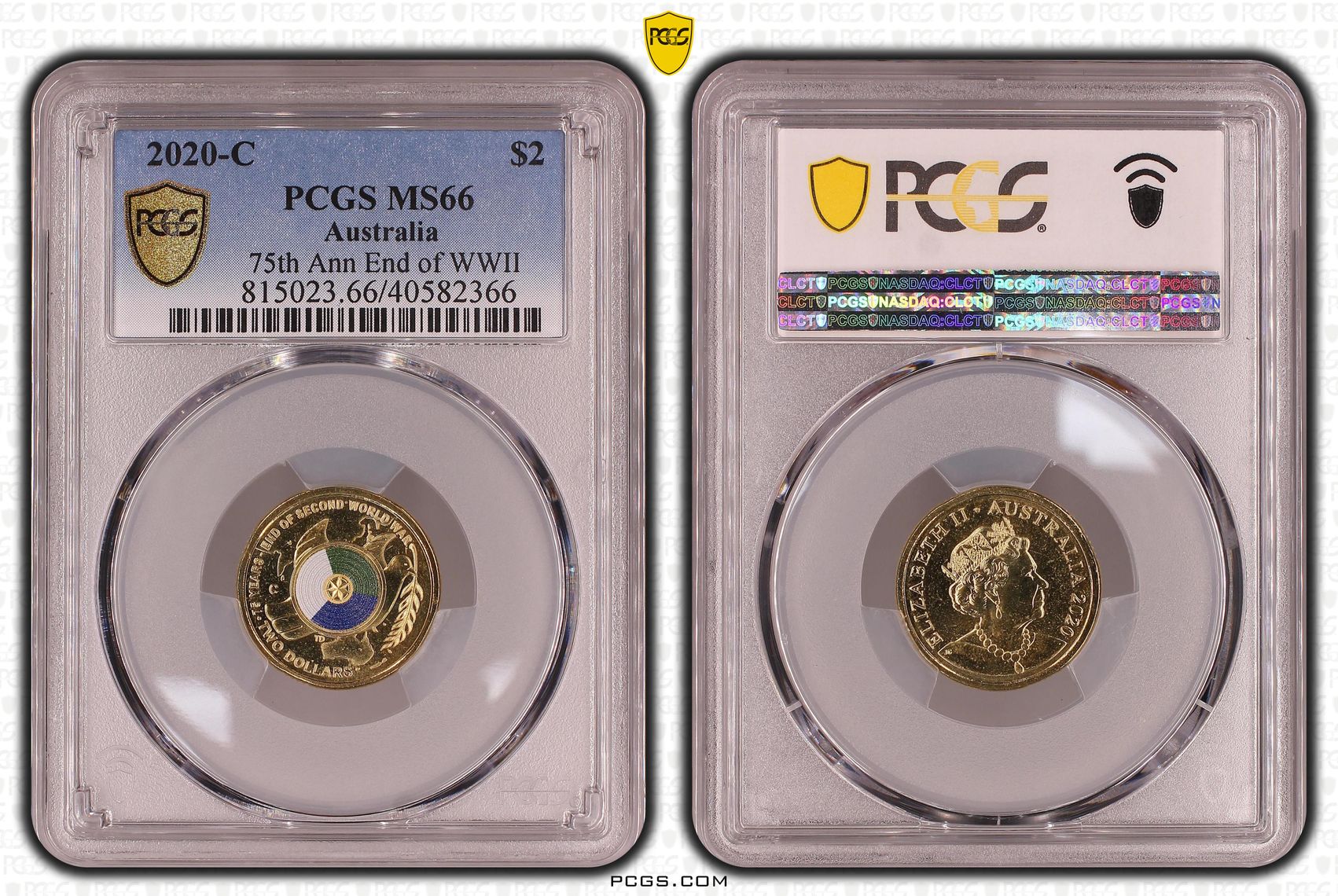 2020-C Australia Two Dollar, $2 75th Ann End of WWII PCGS - MS66 -366