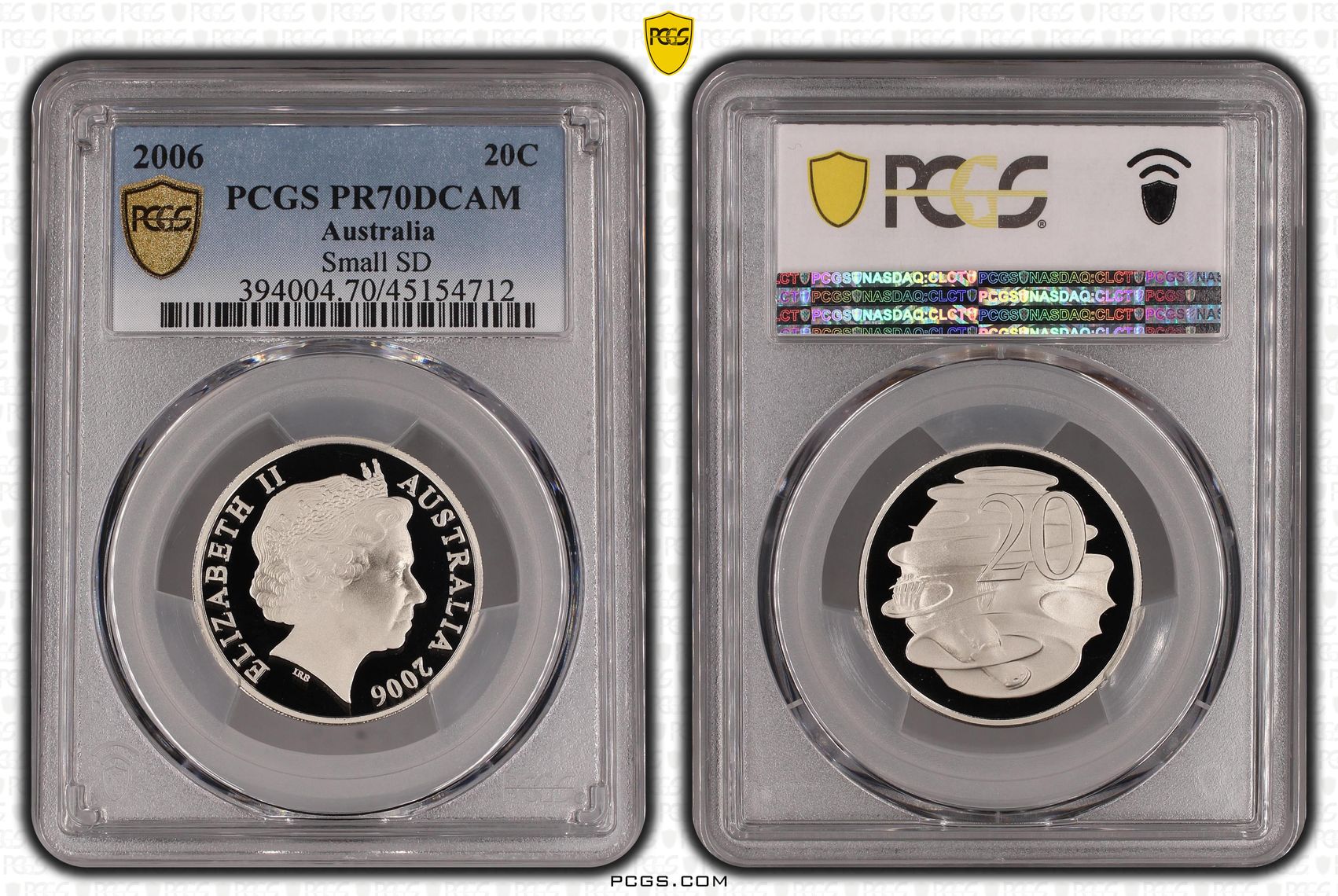 Elizabeth II, Small SD, Twenty Cent, 2006, PCGS PR 70DCAM