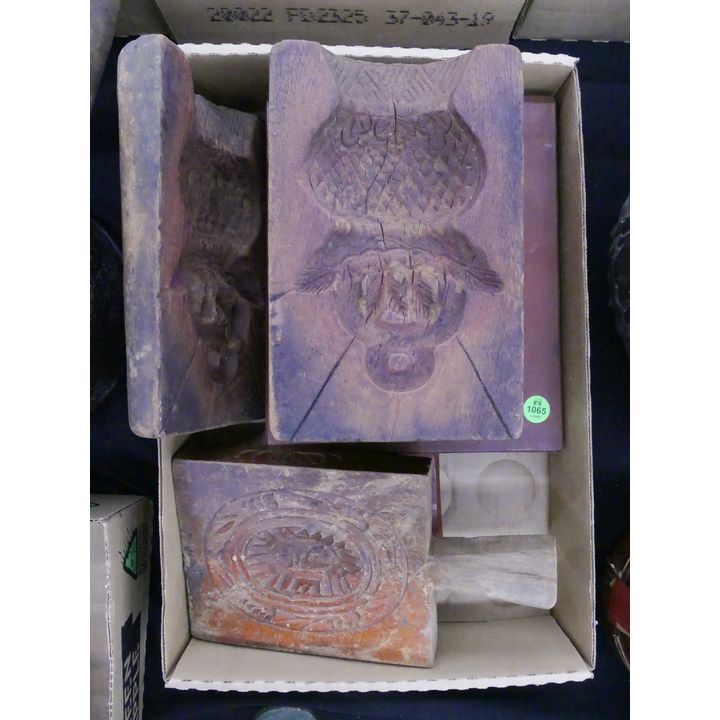Box 5pc Antique Chinese Red Cake Molds- largest 14''