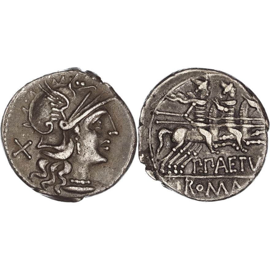 Roman Republic, P. Aelius Q.n. Paetus, Silver Denarius, 138 BC,  gVF