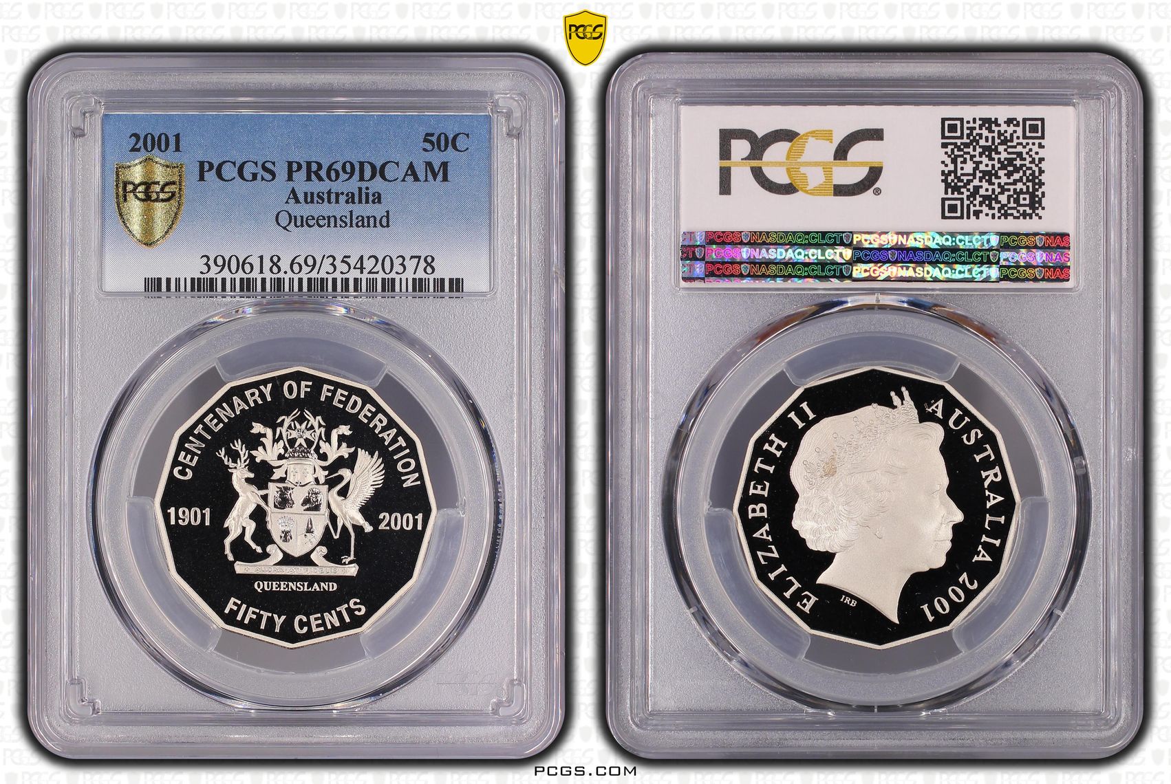 2001 Australia Fifty Cent, 50c Queensland PCGS - PR69DCAM -378
