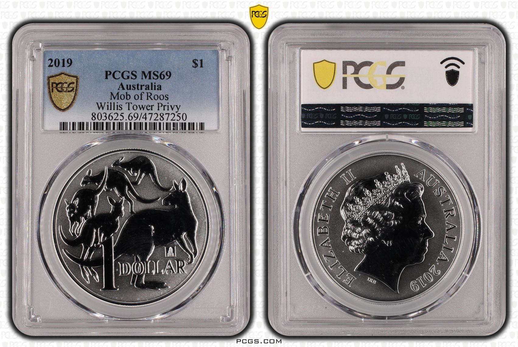 Mob of Roos 1oz Willis Tower Privy POP 3/0, Silver, One Dollar, 2019, PCGS MS69