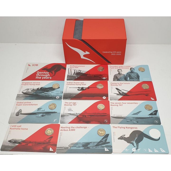 QANTAS Cent. $1 Carded Coin Set (ex. Flying Kangaroo Coin)