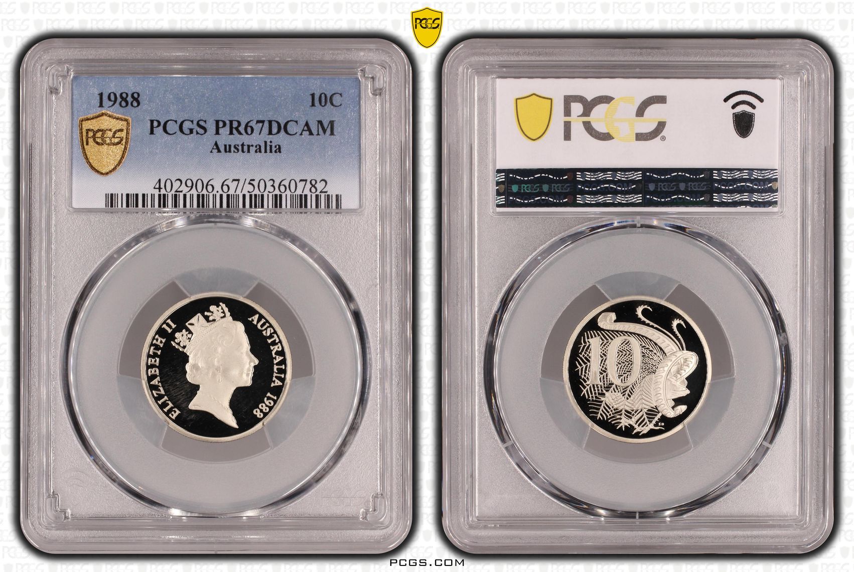 , Ten Cent, 1988, Pcgs Pr67dcam