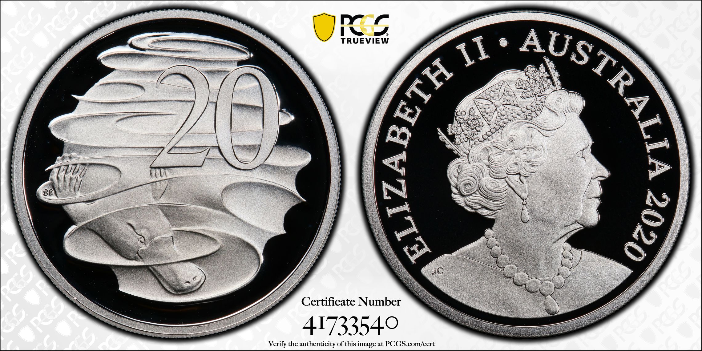 249 · 2020 Australia Twenty Cent, 20c Silver Proof Silver PCGS - PR70DCAM POP 4/0 -540