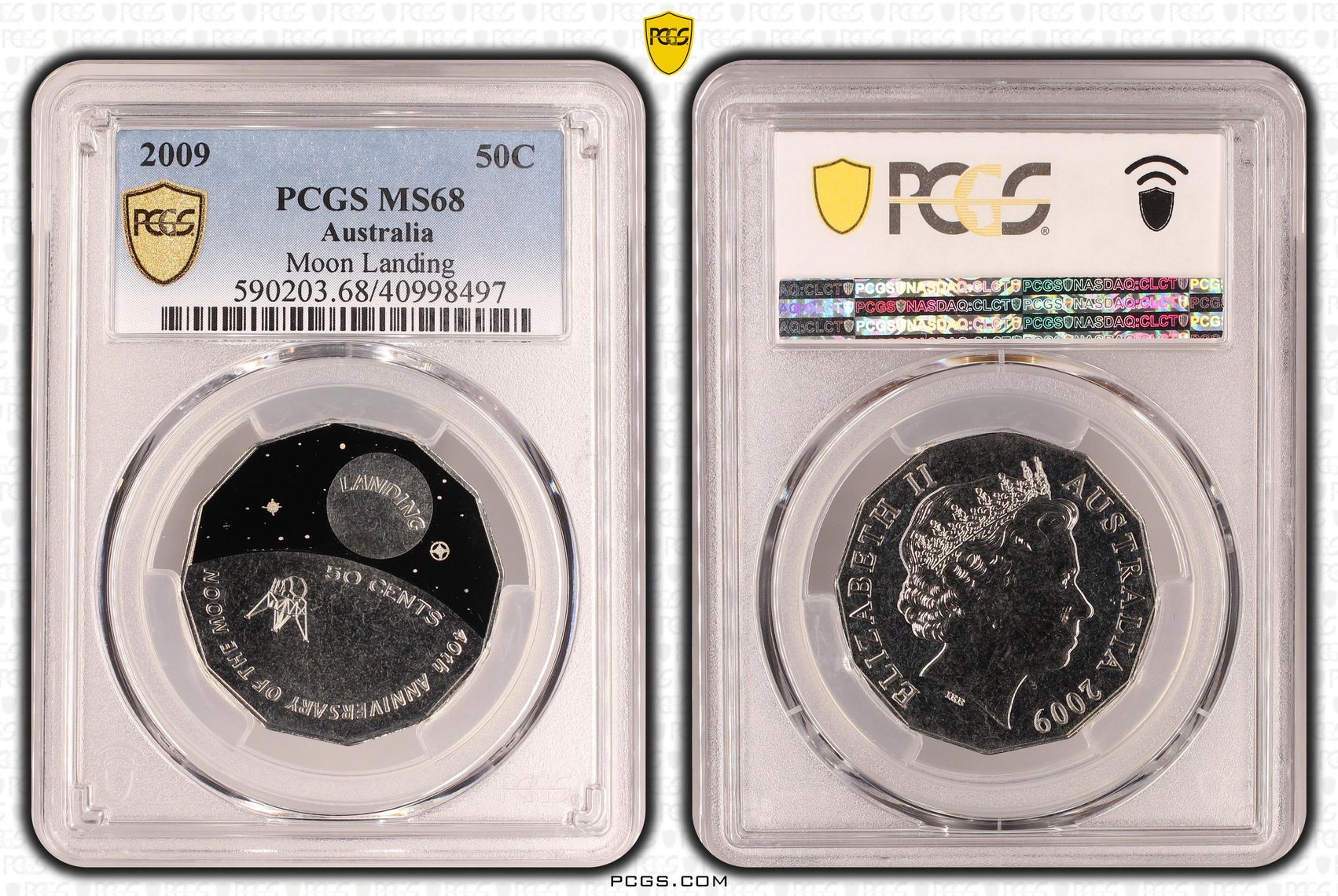 107 · Moon Landing , Fifty Cent, 2009, PCGS MS68