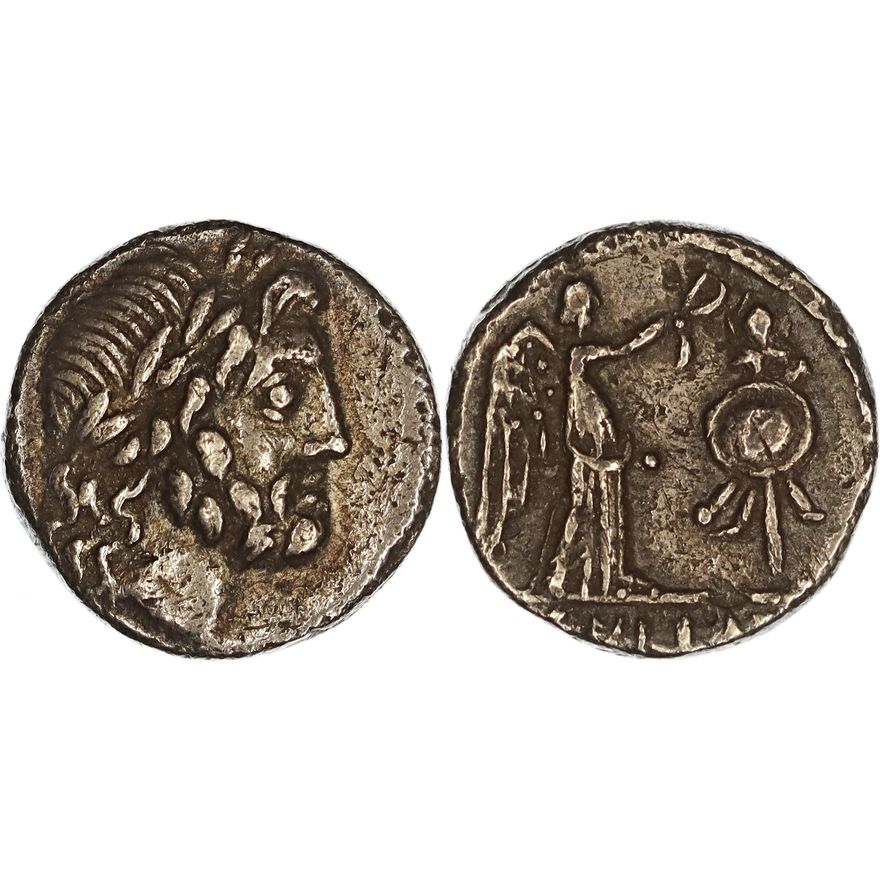 Roman Republic, Cn. Cornelius Cn.f. Lentulus Clodianus, Silver Quinarius, 88 BC,  nVF