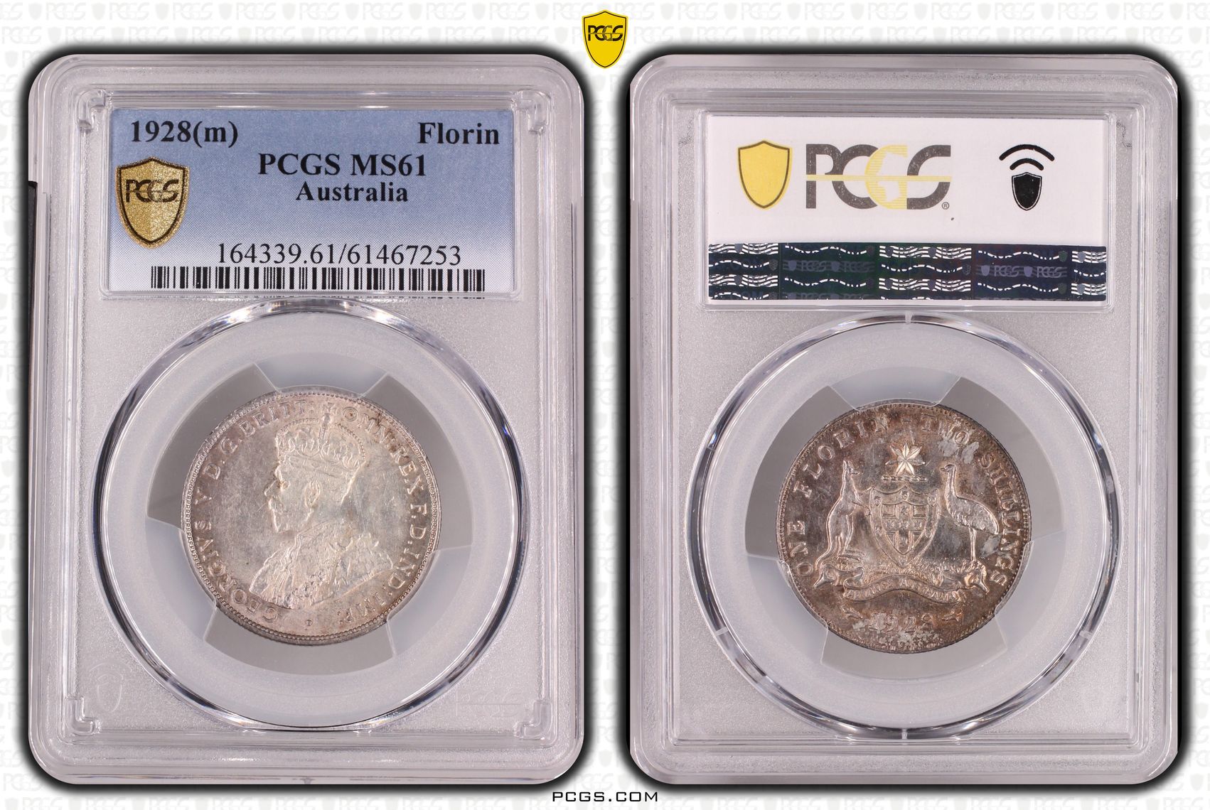 George V, Florin, 1928, PCGS MS61