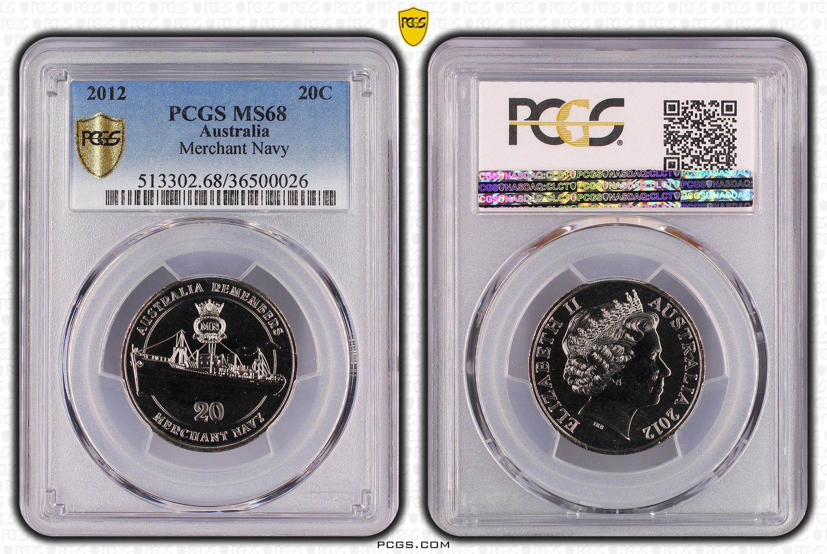 2012 Australia Twenty Cent, 20c Merchant Navy PCGS - MS68 -026