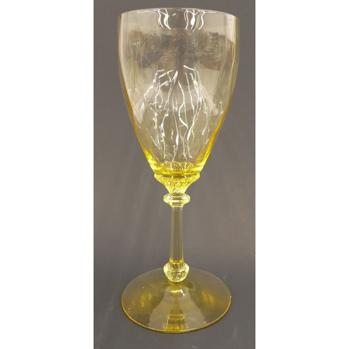 8pc Heisey 'Sahara' Pattern Yellow Glass Goblets- 8''