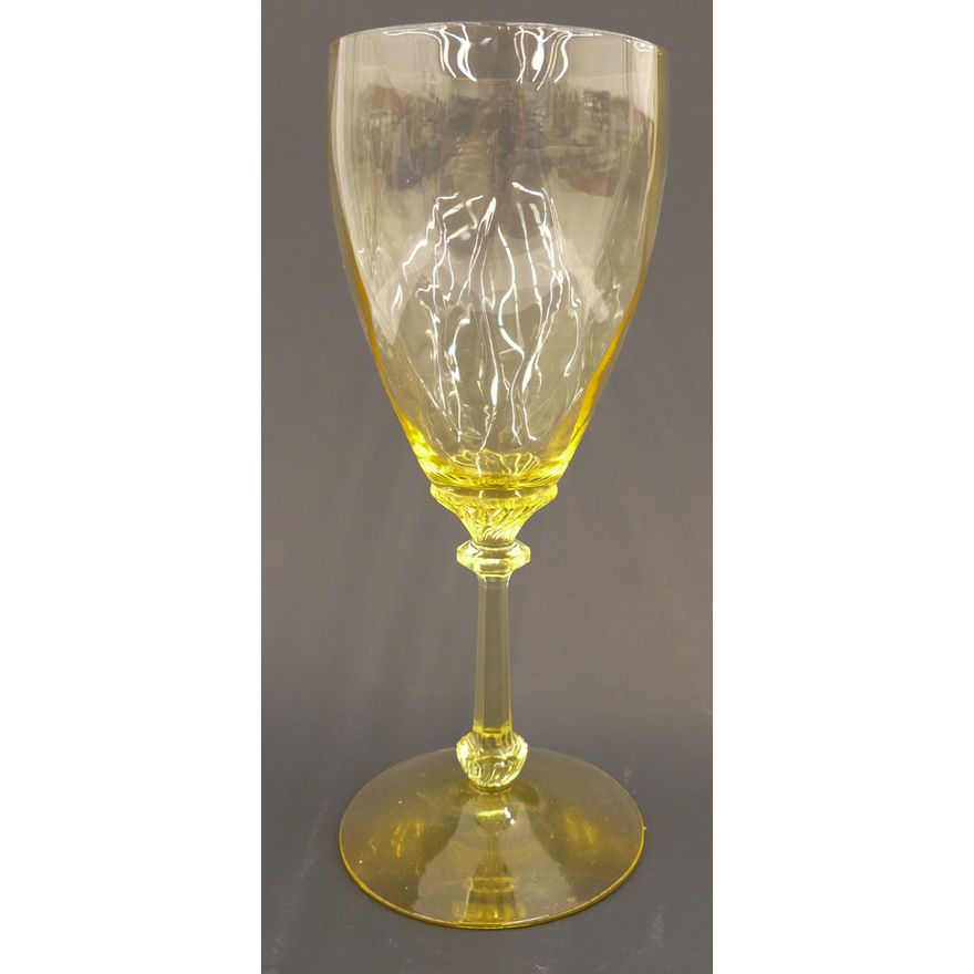 8pc Heisey 'Sahara' Pattern Yellow Glass Goblets- 8''