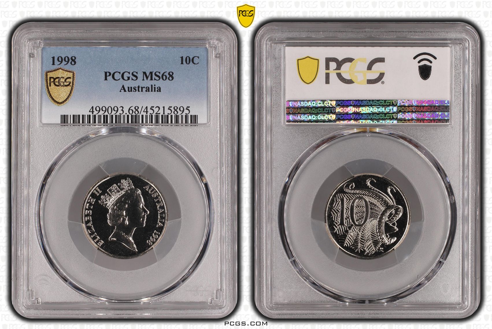 1998 Australia Ten Cent, 10c PCGS - MS68 POP 5/0 -895