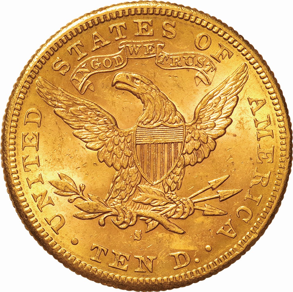 アメリカ-USA. 極美. EF. Gold. 10ドル(Dollars). 女神頭像 10ドル金貨 