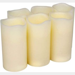 H-BLOSSOM FLICKERING FLAMELESS CANDLES BATTERY OPERATED REAL WAX PILLAR CANDLES LED CANDLES WITH CYCLING 5H TIMER PACK OF 6 (3" X