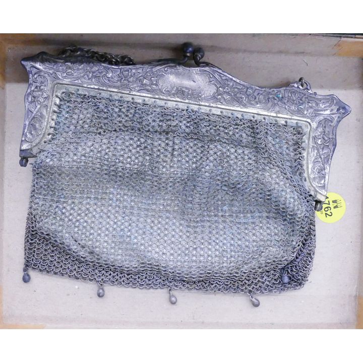 Antique Silver Mesh Handbag- 7''