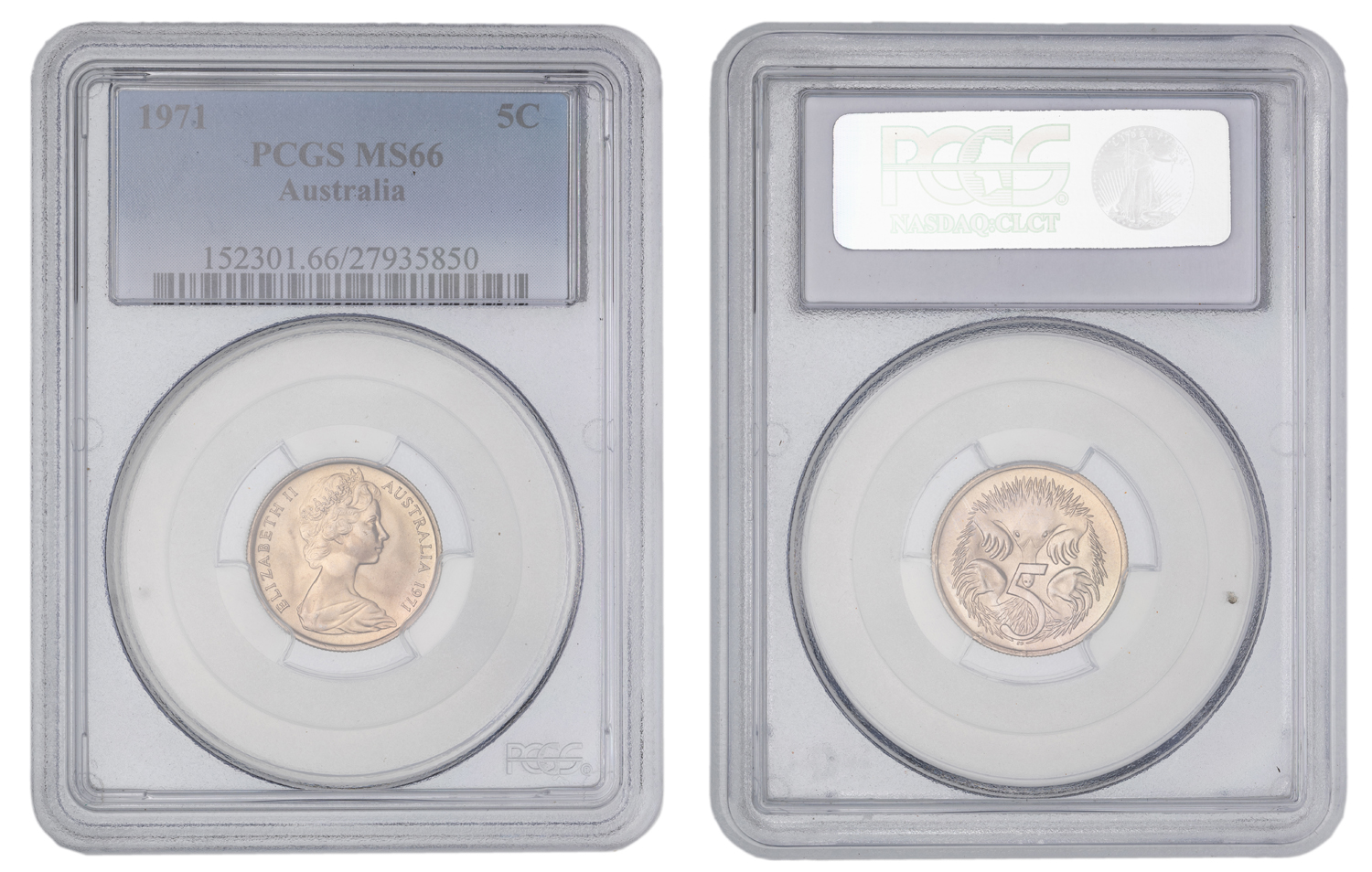 Elizabeth II, Five Cent, 1971, PCGS MS66