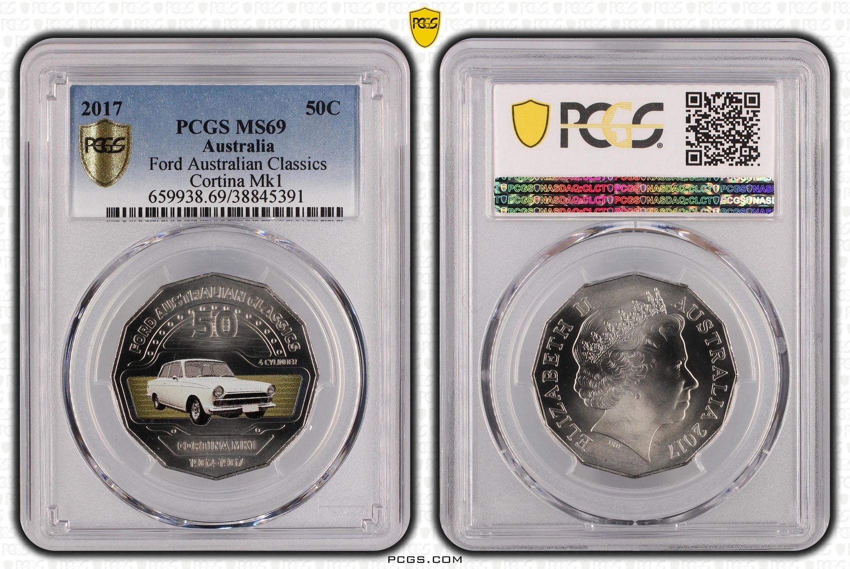 2017 Australia Fifty Cent, 50c Ford Australian Classics - Cortina Mk1 PCGS - MS69 -391