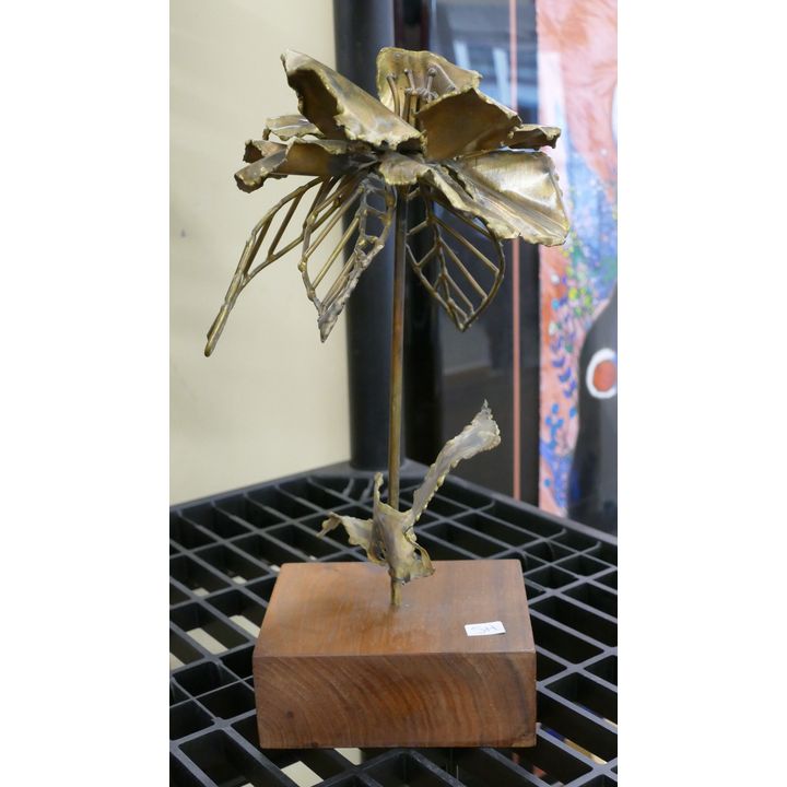 Midcentury Brass Flower Sculpture- 11''
